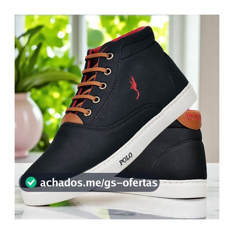 Botinha Tenis Masculino Preto Casual Leve em lona Polo Blu do 37 ao 46