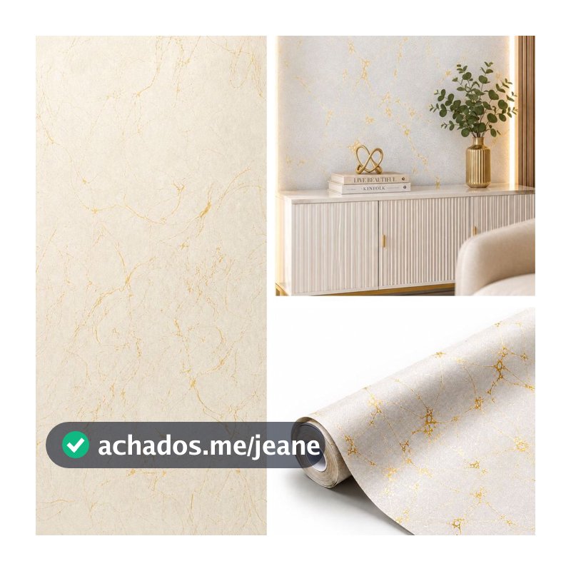 Papel de Parede Mármore Dourado Premium Brilhante Auto Colante 10METROS