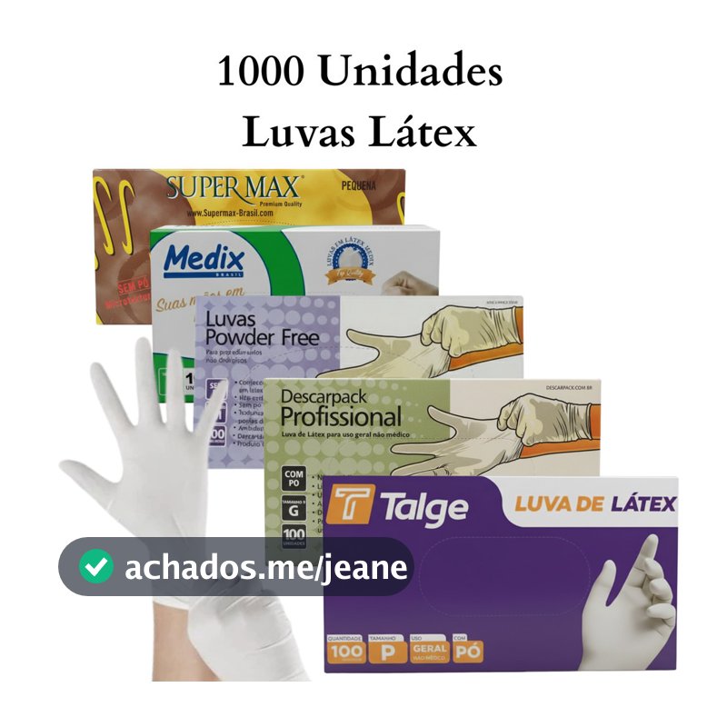 1000 Luvas de Látex com Pó – Brancas – Tamanhos P/M/G/PP – Talge / Descarpack / Medix / Supermax