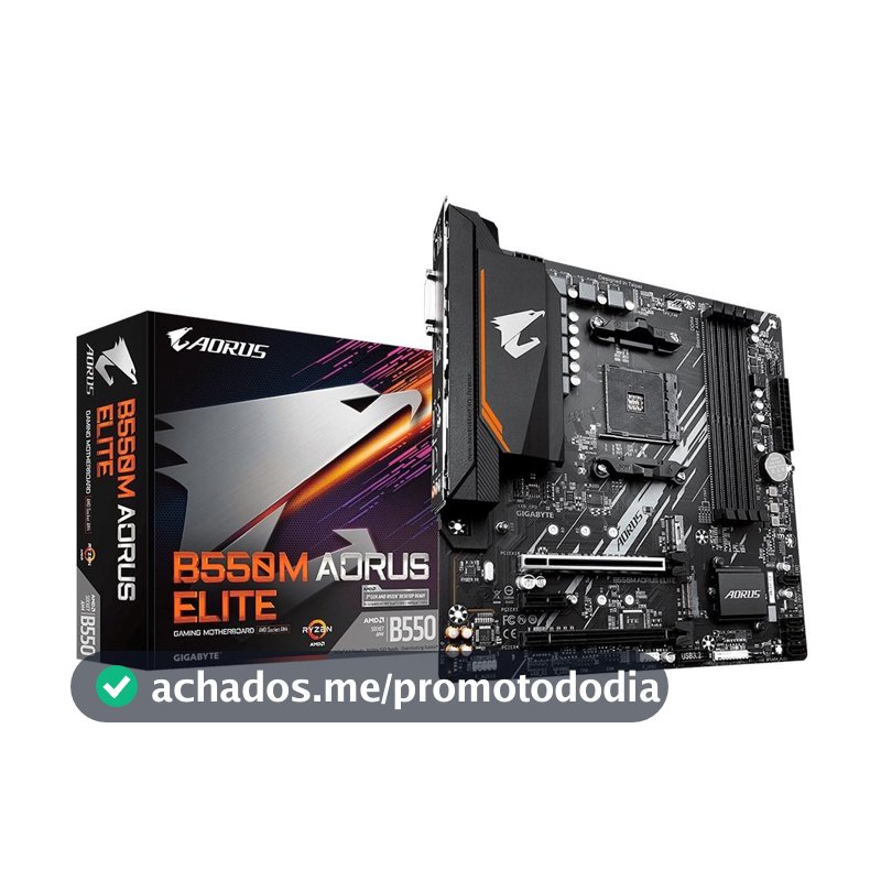 Placa Mãe AORUS ELITE AMD AM4 Gigabyte B550M DDR4 Gamer