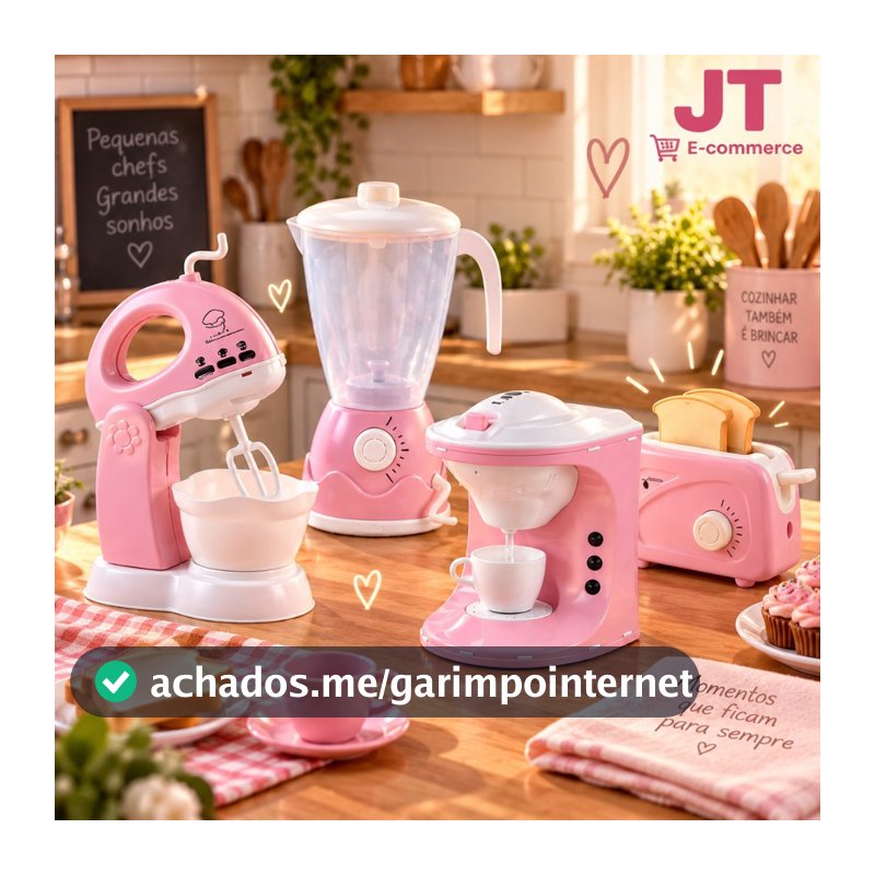 Kit Cozinha Infantil Le Chef Brinquedo Feminino Cafeteira Torradeira Batedeira