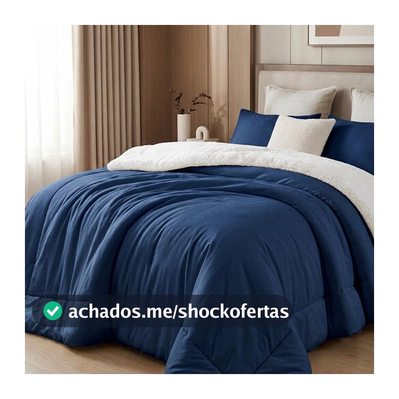 Edredom Coberdrom Casal Queen 400 Fios 220x240cm Sherpa lã Carneiro Dupla Face Aveludado Casa Dona