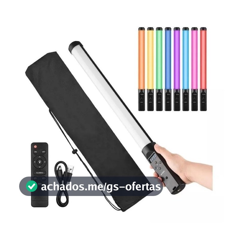 Bastão de Luz LED para Fotografia Colorido RGB Light Stick Portátil com Controle