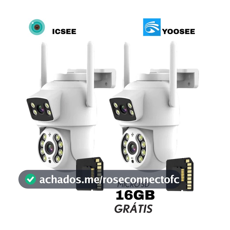 Câmera De Segurança Lente Dupla IP66 Wi-Fi 360° Sensor Movimento Visão Noturna+MICROSD 16GB