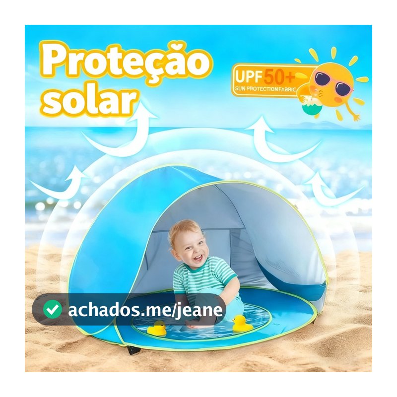Tenda De Praia Pop-Up Infantil-Abrigo Solar UV Para Piscina E Brincadeiras Ao Ar Livre