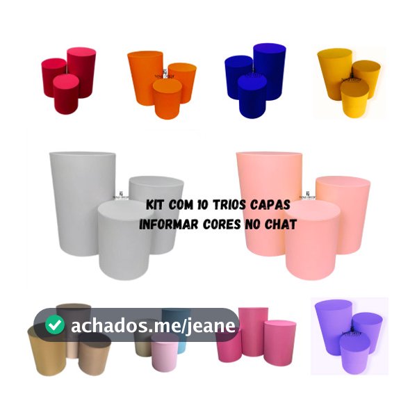 kit 10 trios capas mesas cilindro festa veste fácil varias cores