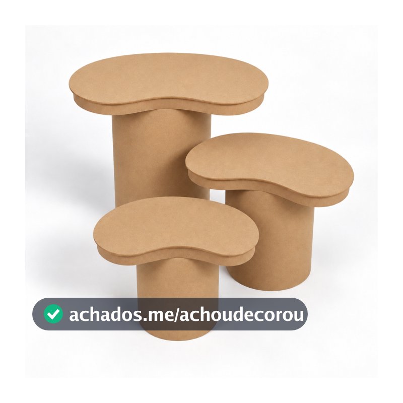 Trio de Tampo Babado Orgânico MDF para Cilindros