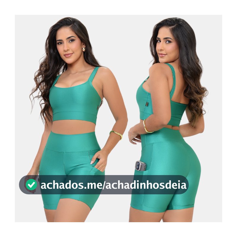 Conjunto Academia Feminino Top 3 Formas de Usar + Shorts com Bolso Fitness Casual