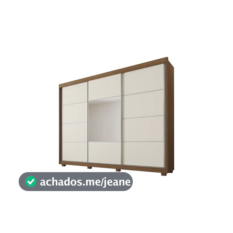 Guarda-Roupa Casal Spazio 3 Portas de Correr Espelho 4 Gavetas Mademarques