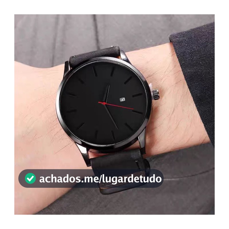 Relógio De Pulso Masculino Clássico Relógio De Quartzo Com Mostrador Grande Ultrafino Relógios Esportivos Relógio preto