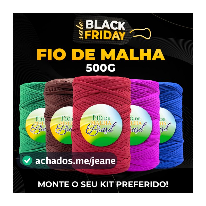 Fio de Malha Brasil - Kit 5 Rolos de 500g Cada -Cores Variadas- Crochê Residual Bolsa Tapete Promoção Lycra Algodão
