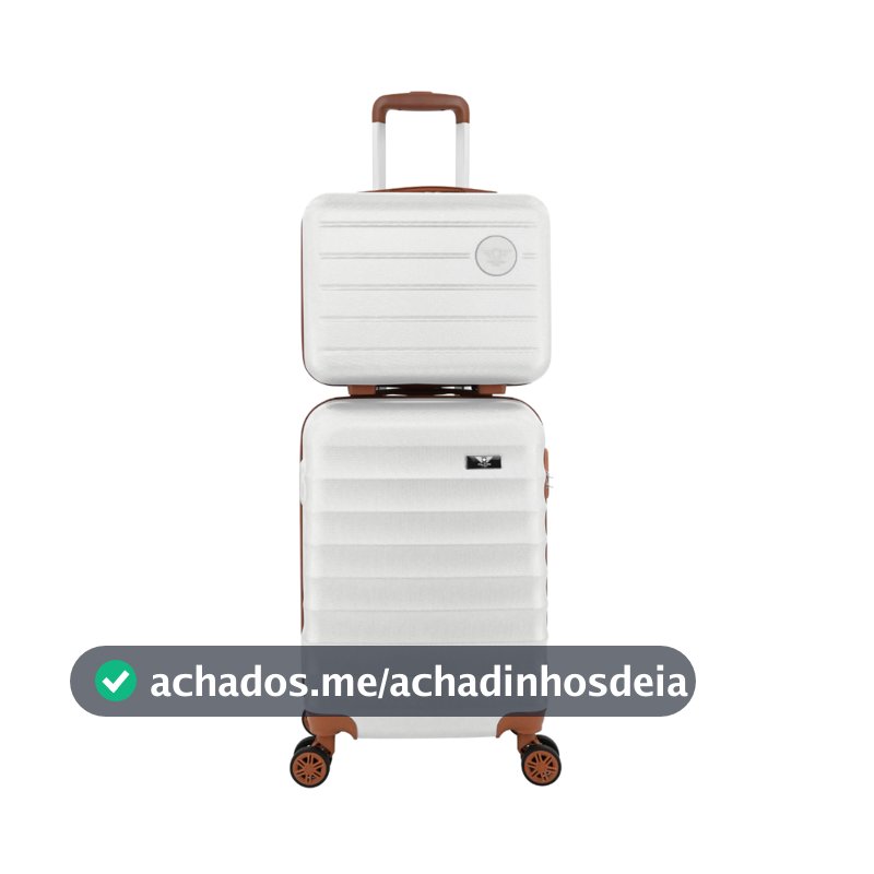 Kit Mala de Bordo Viagem Avião 10kg Pequena ANAC 55x35x23cm 4 Rodinhas 360 com Frasqueira de Mão ABS