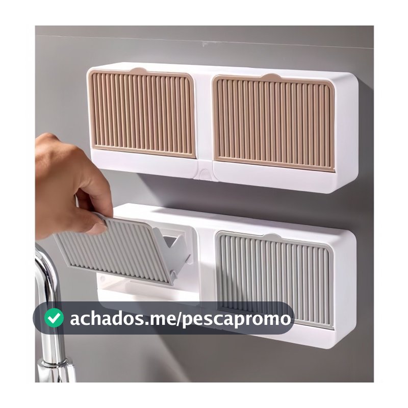 Saboneteira De Parede Adesiva Com Tampa Flip E Escorredor Sabão Sempre Seco Alta Qualidade