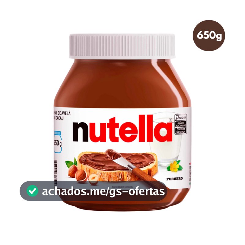 Nutella Creme De Avelã Com Cacau Pote Grande 650g Chocolate Cremoso Saboroso Pão Torrada Sobremesa Recheio Ferrero