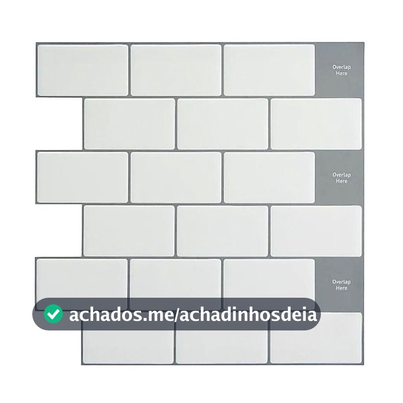 Pastilha Resinada Adesiva Tijolinho Branco 3D Revestimento Parede Cozinha Banheiro Moderna