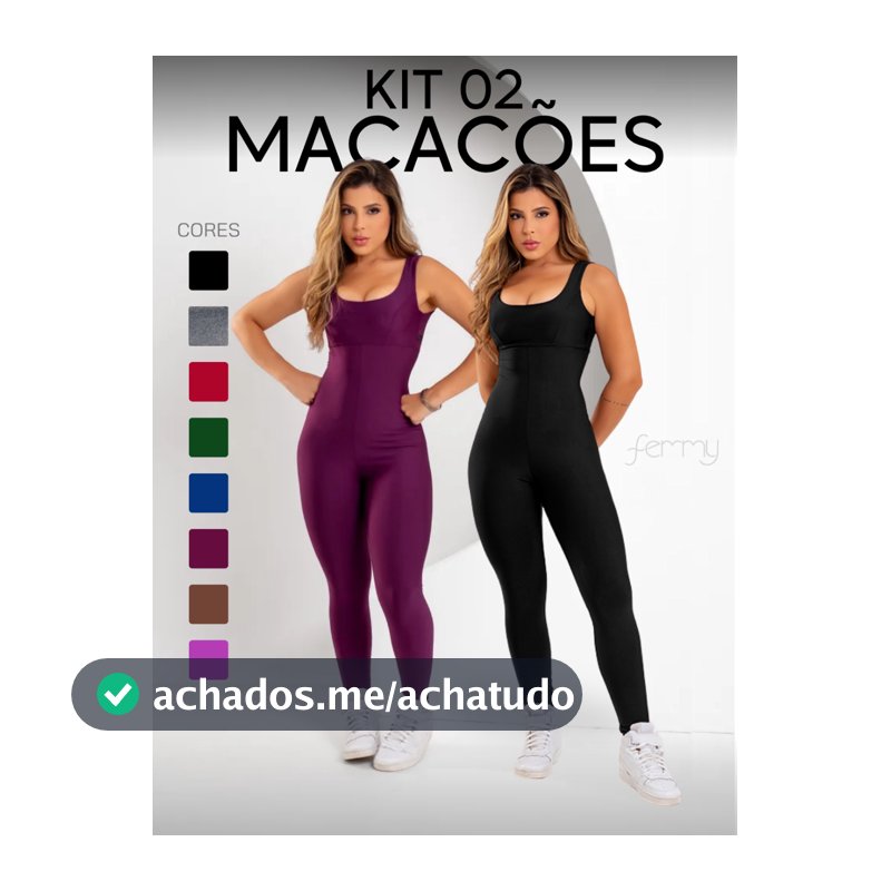 Kit 2 Macacões Longos Zero Transparência Fitness Premium Legg Feminino Academia Treino Bojo Removível Conjunto