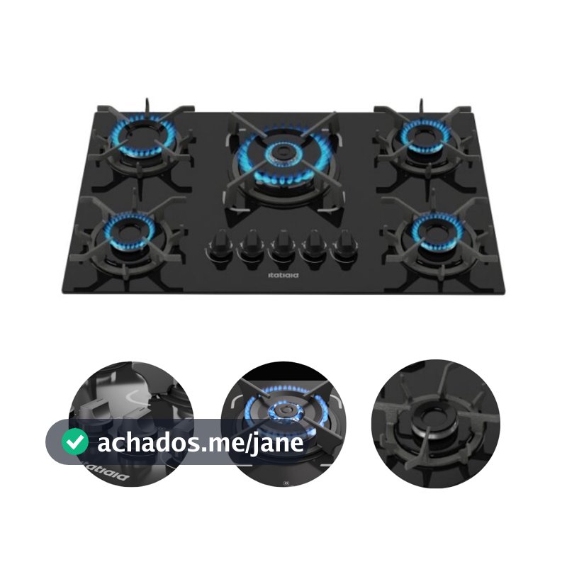Fogão Cooktop 5 Bocas Tripla Chama Itatiaia  Trempe Ferro Fundido Itacook Premium
