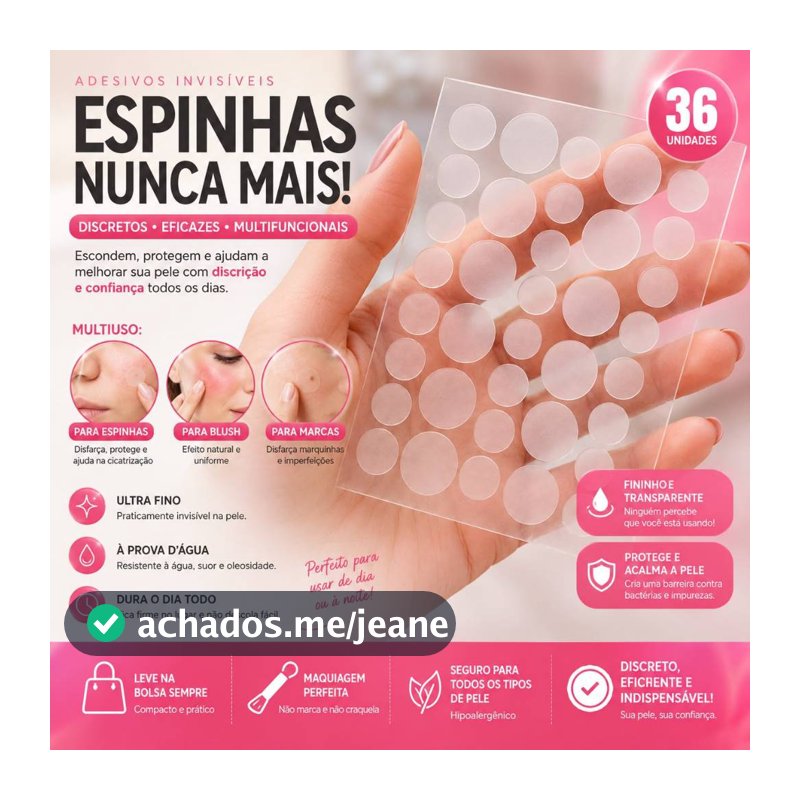 Kit 36/100 Adesivo Seca Espinha, Anti‑acne, Transparente Invisível Dia/Noite Secativo