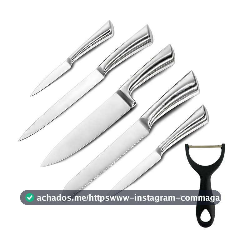 Kit 5 Faca Profissional De Aço Inoxidável + 1 Descascador - Jogo de Cozinha 6 Peças