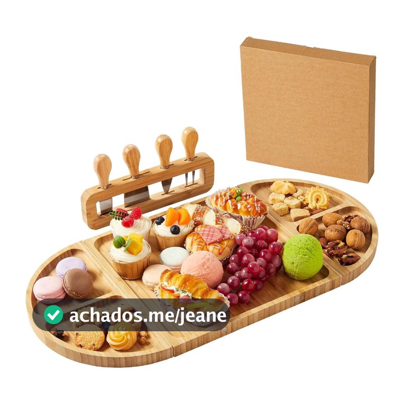 Tabua Queijos e Frios + Kit Espátulas 04 Peças