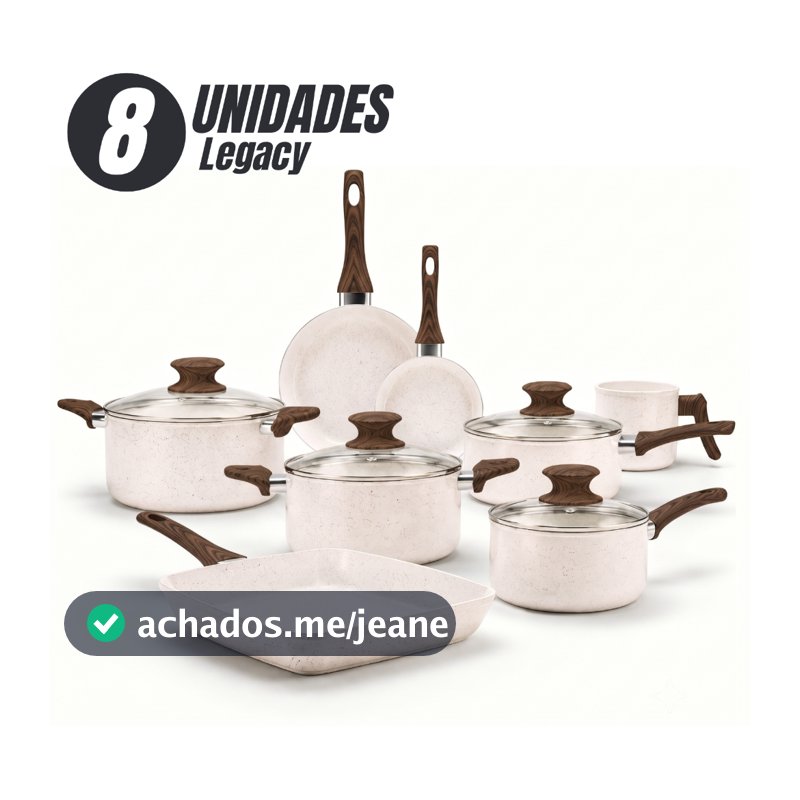 Jogo de Panelas Legacy Cerâmica Antiaderente 8 Peças com Tampa de Vidro Kit Cozinha Premium
