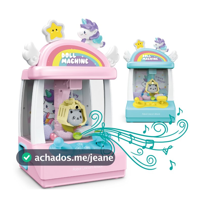 Mini Máquina de Pegar Bichinhos Som e Luz Brinquedo Garra Ursinho Pelúcia