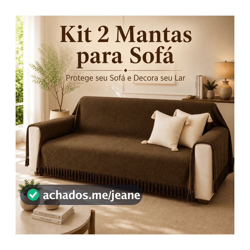 Kit 2 Mantas Para Sofá 4,00M x 1,80M / 3,00M x 1,80 / 2,40 x 1,80 / 2,10 x 1,20  King Luxuosa Gigante Decora