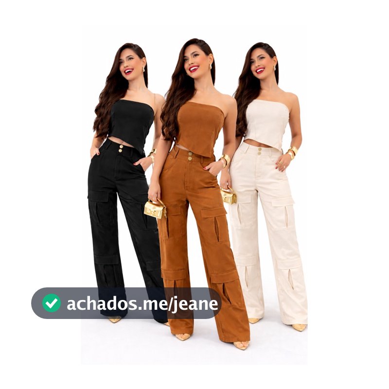 Conjunto calça cargo jogger  feminino alfaiataria premium, + corset tomara que caia
