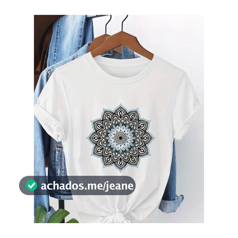 Camiseta Feminina Mandala  Casual Algodão Dia a Dia