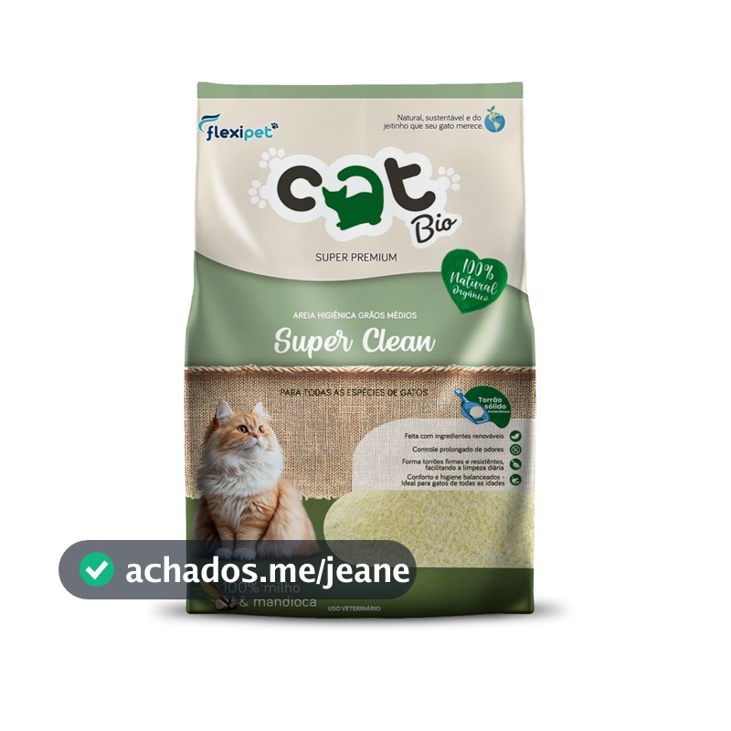 Areia Higiênica Biodegradável Catbio 4 Kg - Super Clean - Grãos Médios