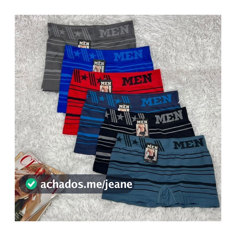 Kit com 6 Peças Cueca Boxer Masculino - Cores Variadas
