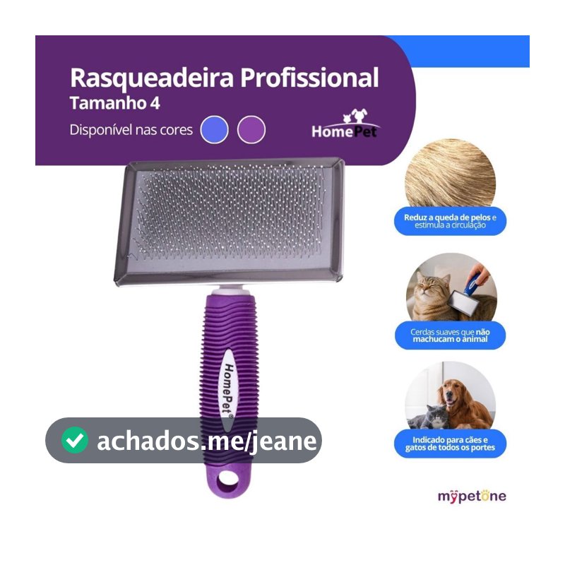 Rasqueadeira Profissional Nº4 para Cães e Gatos Home Pet Escova Remove Pelos Nós - Sortida