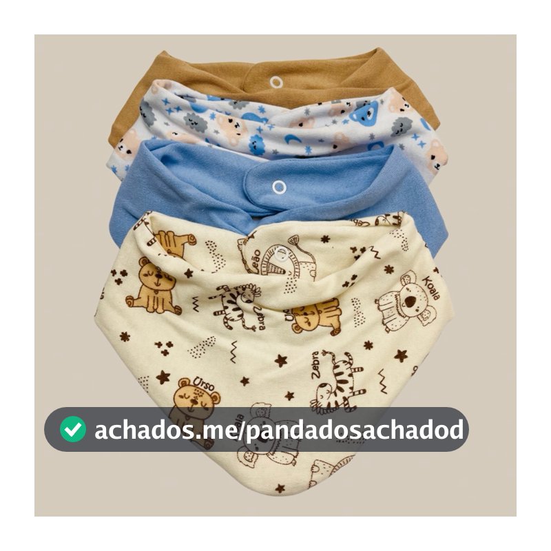 Kit Babador Bandana 5 Peças Estampado e Misto Bebê Tecido Duplo  Algodão Enxoval