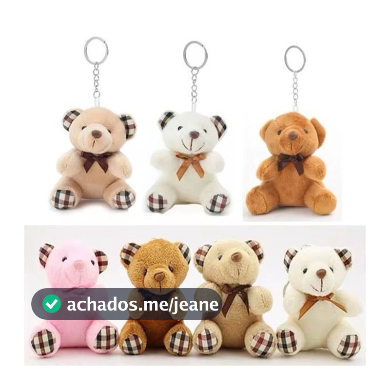 Kit 12 Chaveiros Grande Ursinho de Pelúcia Enviar várias cores Sentados 12cm