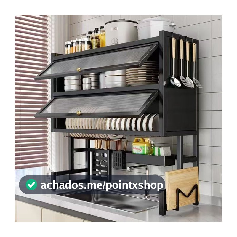 105cm 3camadas Escorredor Louça Cozinha Suspensa  Autosustentavel Pia Rack  porta armário
