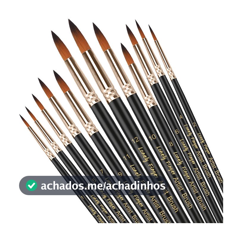 Conjunto De Pincéis De Pintura Profissional , 12 Peças , Ponta Redonda , Cabelo De Nylon , Pincel Acrílico Para A Óleo W