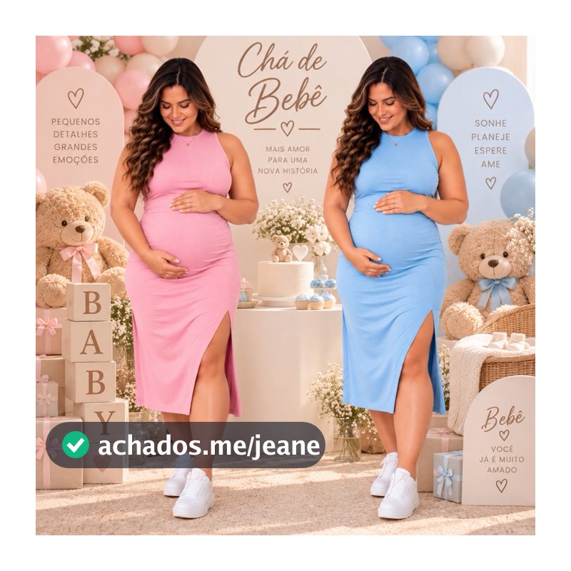 Vestido Midi Para Gestante Com Fenda e Tamanhos Plus Size PAZME