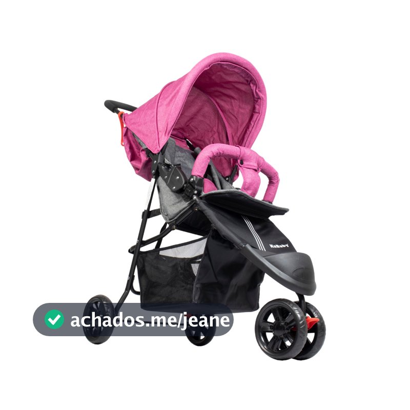 Carrinho De Bebê EasyGo Com Cesto 3 Rodas Até 15kg KaBaby - Rosa