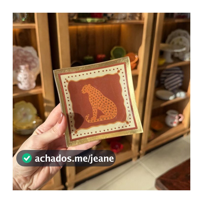 Prato Decorativo Onça Pintada Vidro 10cm