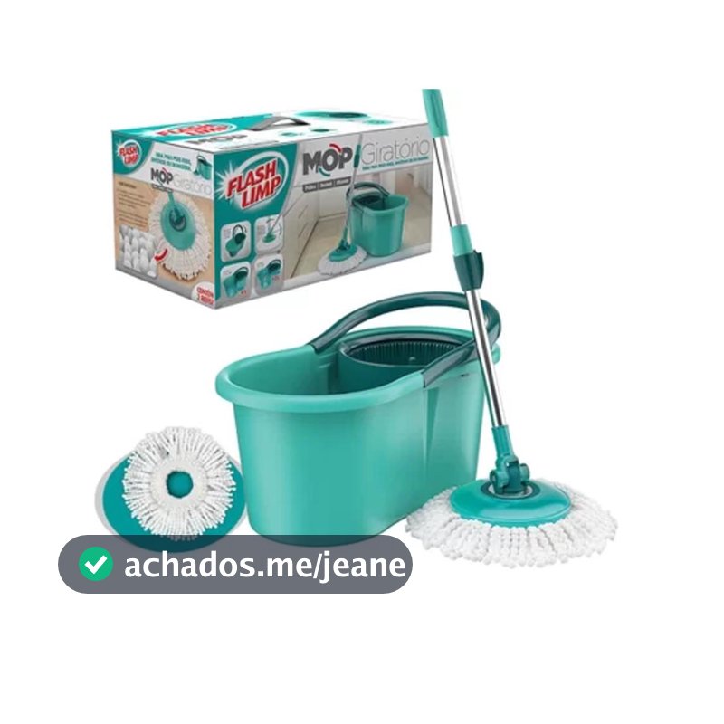 Mop Giratório Flash Limp Vassoura Rodo Esfregão C/ Balde Lava Seca 8l 360º