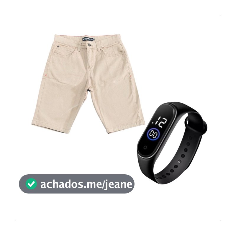 Kit 1 Bermuda Masculina Sarja Mais Relogio SmartWatch Digital De Alta Qualidade Linha Premium