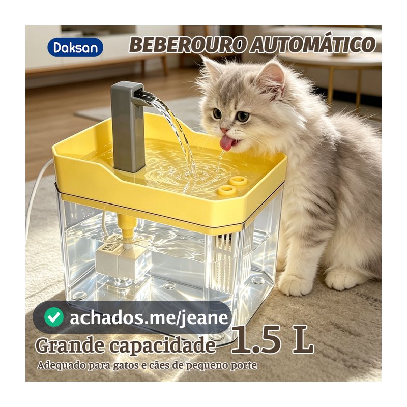Bebedouro Automático Para Gatos com Filtro Fonte de Água Circulante USB Silencioso 1500ML