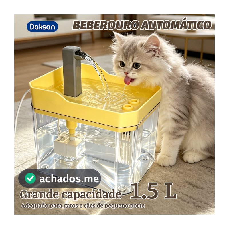 Bebedouro Automático Para Gatos com Filtro Fonte de Água Circulante USB Silencioso 1500ML