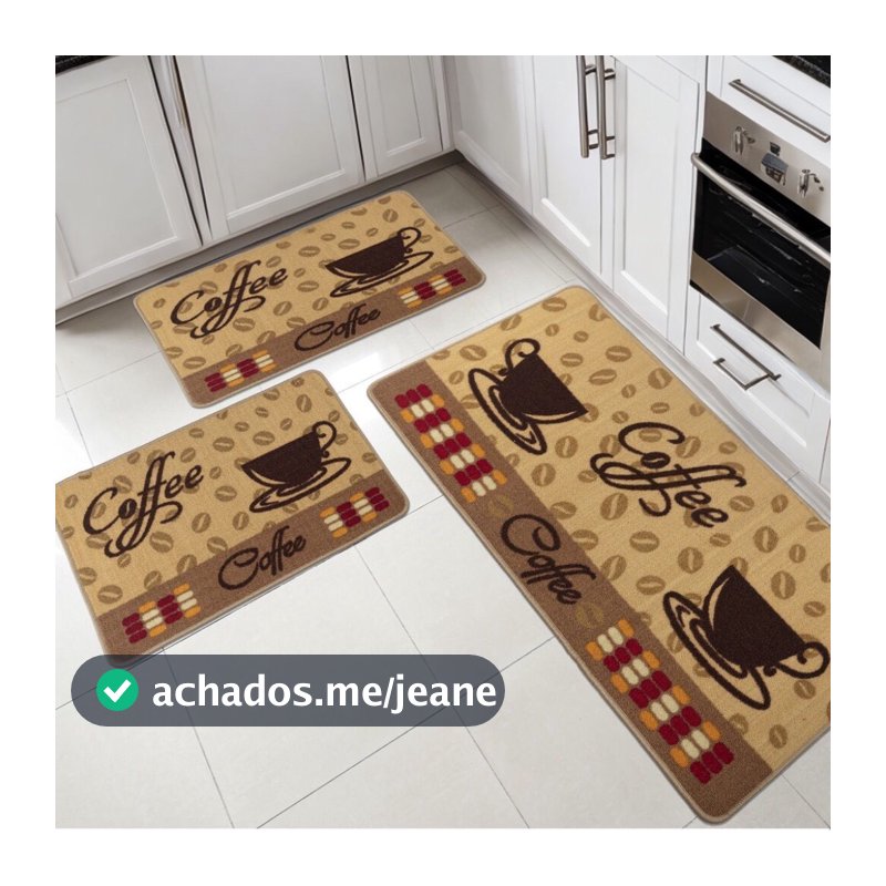 Jogo Cozinha Passadeira 3 Peças Kitchen Mat Antiderrapante