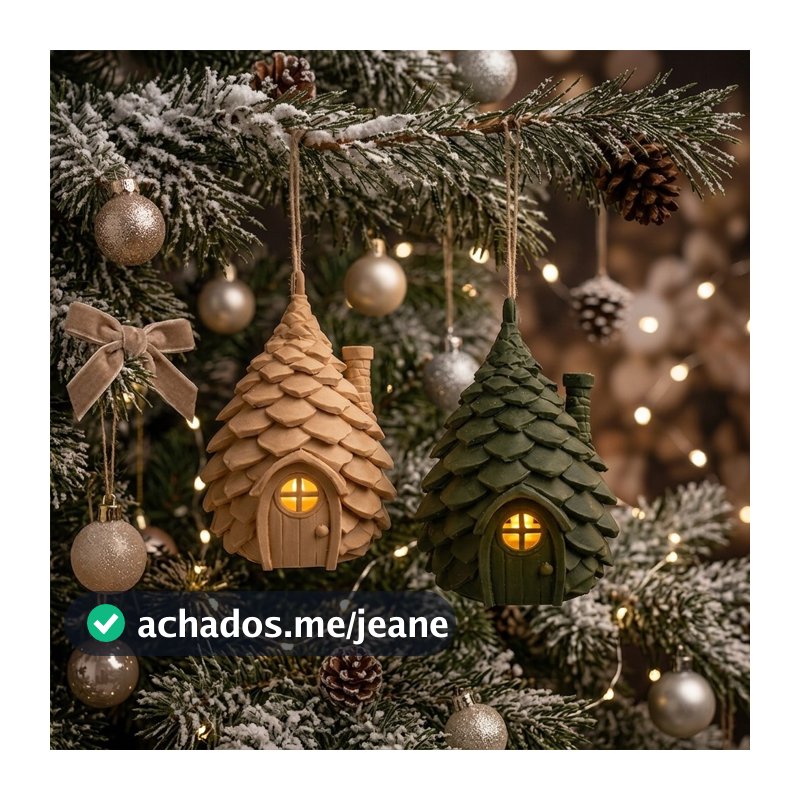 Pinha de Natal Decorativa com vela de led Árvore Natalina Enfeite para Árvore