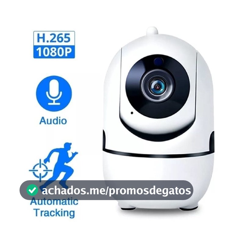 Câmera de Segurança WiFi 360° Full HD 1080p com Áudio, Visão Noturna e Rastreamento Automático | Monitoramento celular
