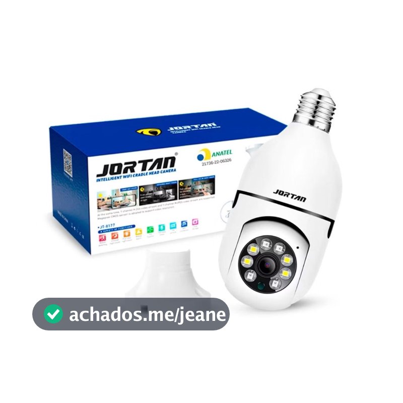 Câmera Segurança Lâmpada 360 Wifi Ip Full Hd 1080p Sem Fio Visão Noturna Colorida Jortan JT-8177 Detecção Movimento Rosc