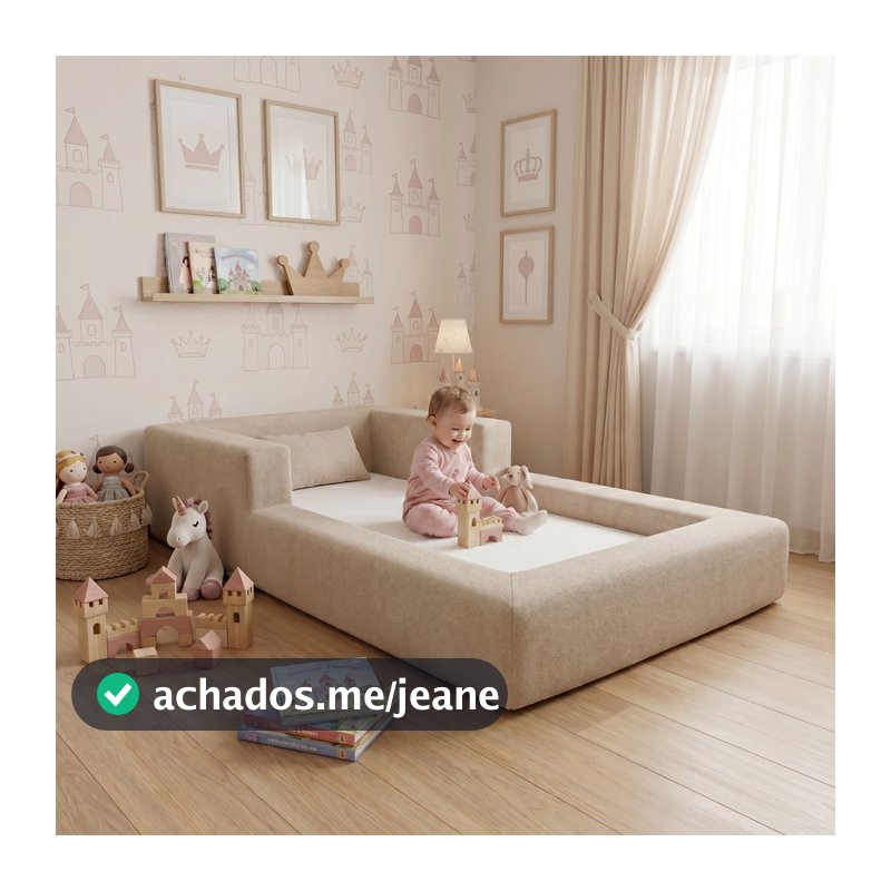 Cama Montessoriana Solteiro Aconchego 100% Espuma premium Bege Keiko