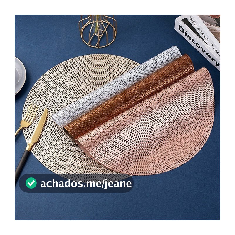 Jogo americano Kit 4 Peças Mesa Jantar Dourado Prata Rosa Bronze Vermelho 37.5cm