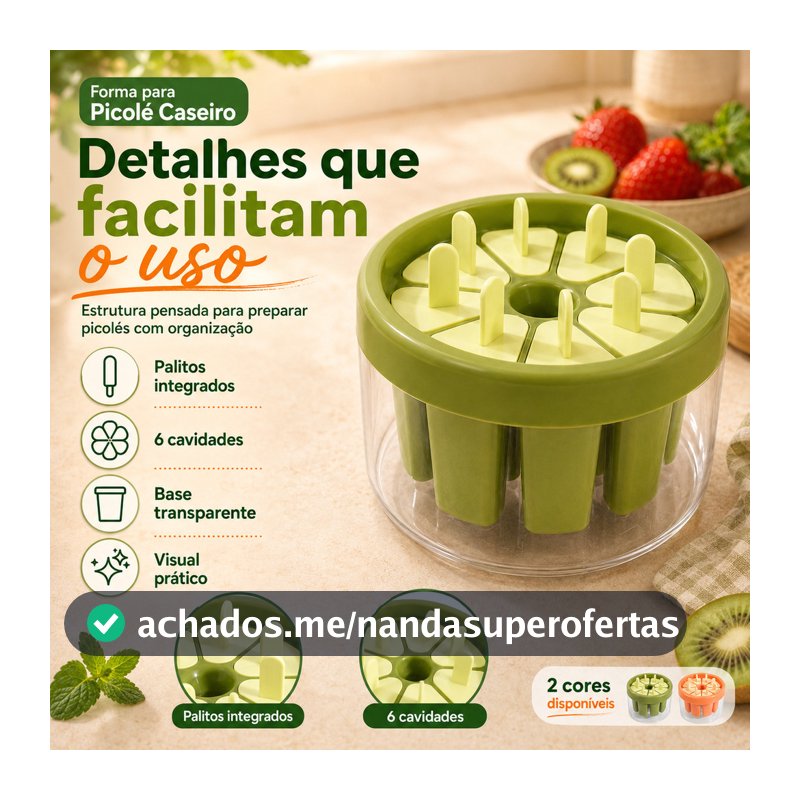Forma De Picolé Sorvete 8 Cavidades Antiaderente para Sucos Leite e Frutas Com Tampa Forminha para Picolés